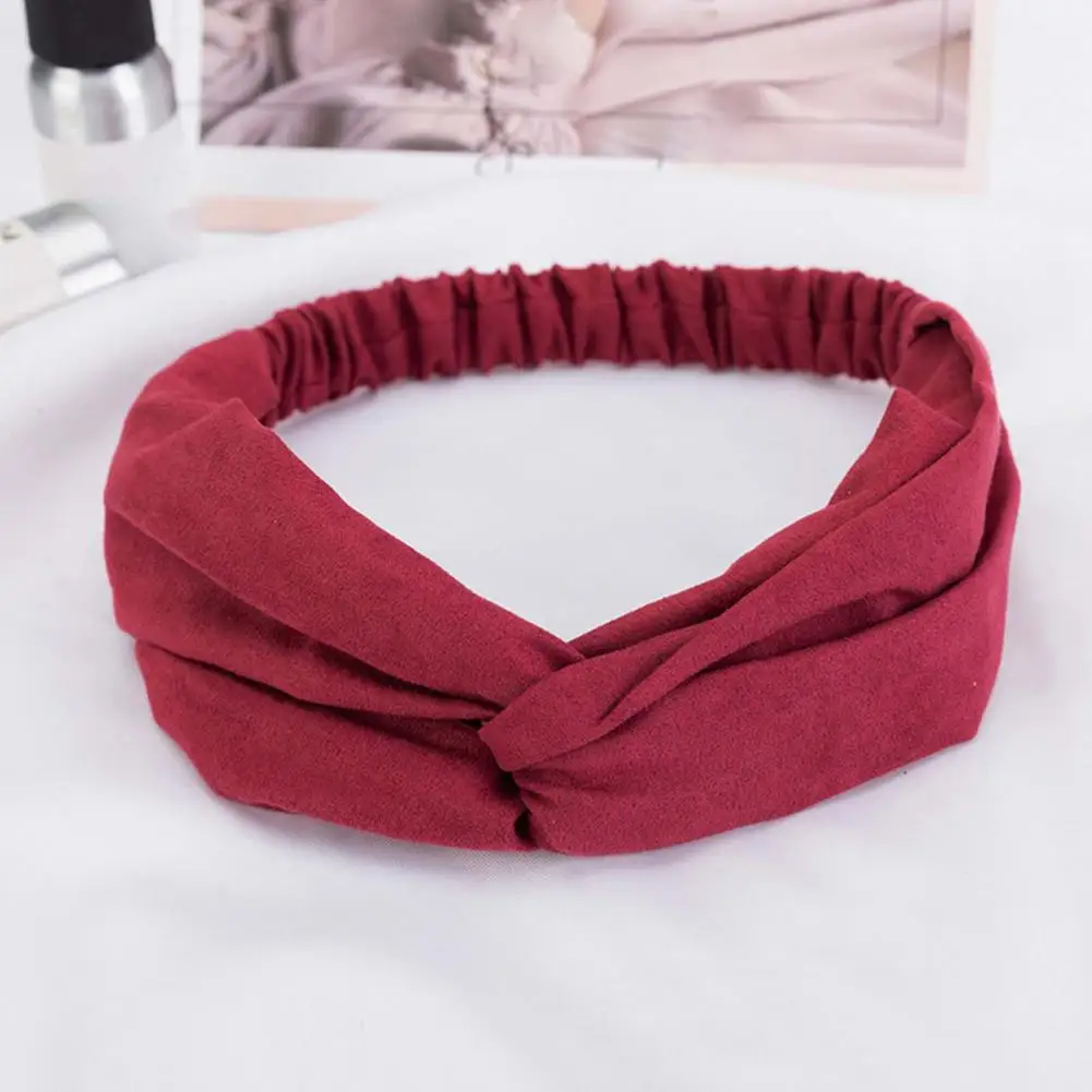 Solid Color Makeup Headband Faux Suede Women Boho Headband Vintage Cross Spa Head Wrap Wrap Neck Head Hair Accessories