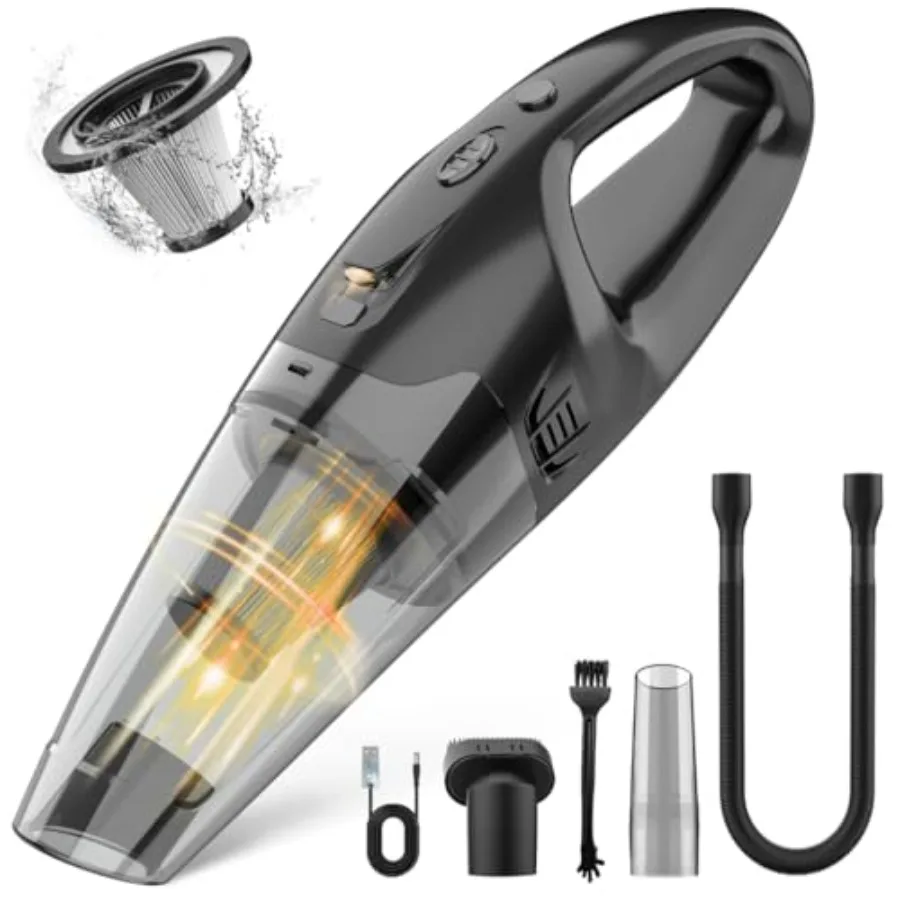 Hand Vacuum Powerful Suction Hand held Vacuum Cordless Rechargeable with LED