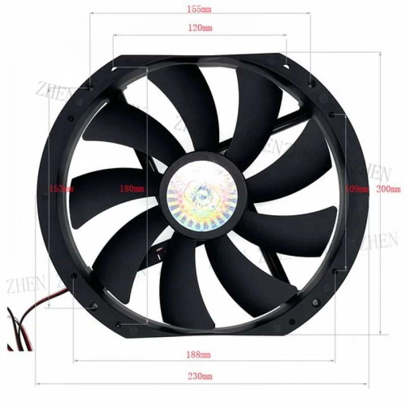 Y Y New Large Size Air Flow Computer Case Fan,230mm 23cm 12V Mute Low Noise Cooling