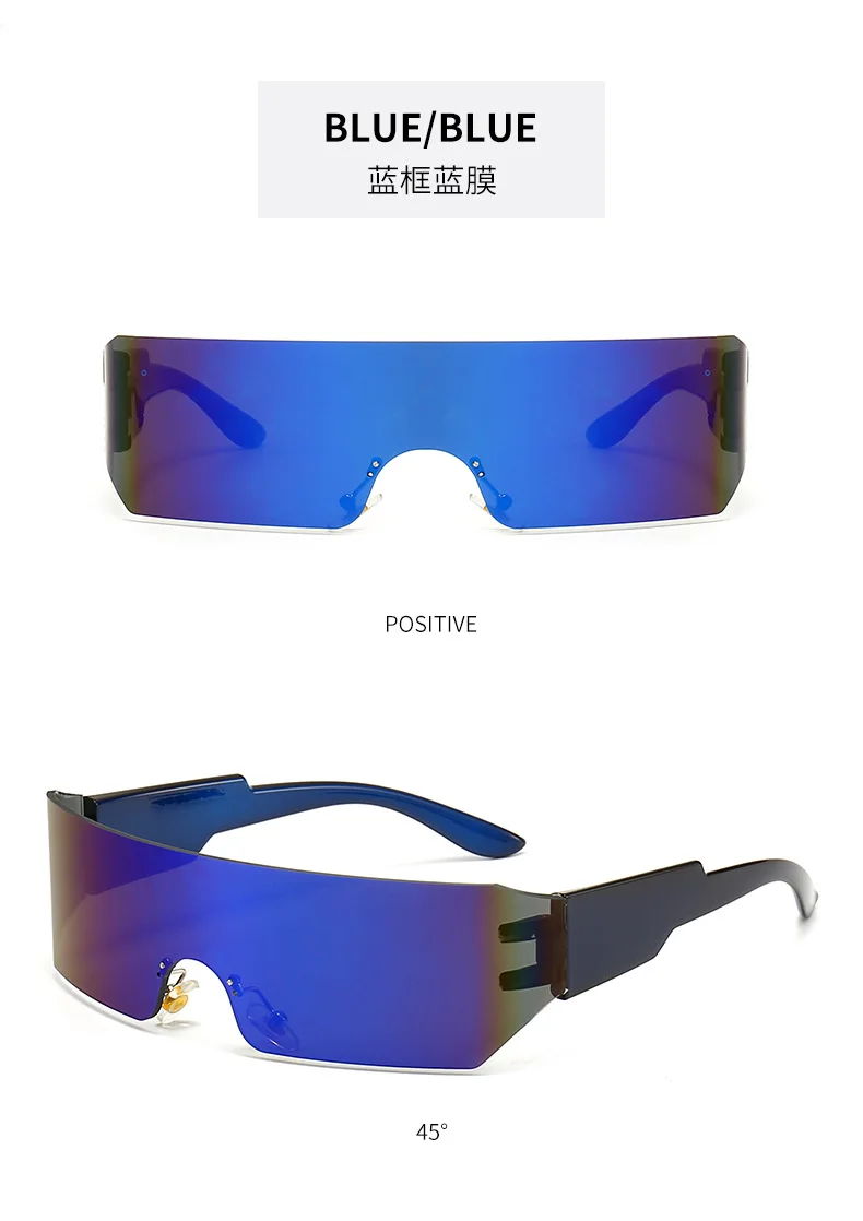 Steampunk Y2K Sonnenbrille für Damen und Herren, quadratisch, einteilig, Wrap-Around-Sonnenbrille, modische Sonnenbrille mit großem Rahmen für Damen und Herren – Detail 13