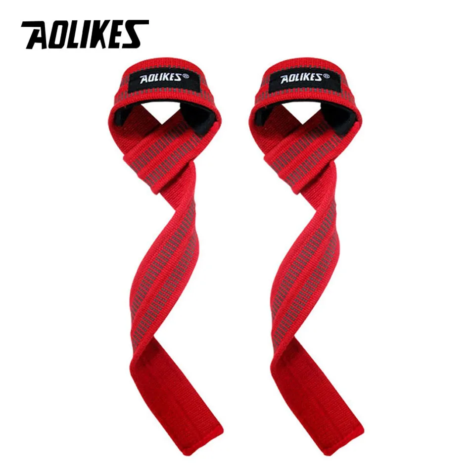 AOLIKES 1 Pair Adjustable Silicone Anti-skid Fitness Dumbbell Training Cotton Weight Lifting Straps Wrist Support Strap Brace