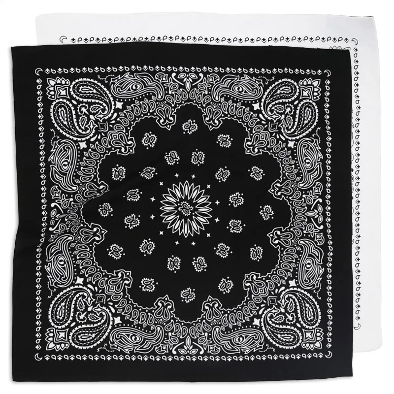 Unisex 70cm Bandana Quality Cotton Hip Hop Headwear Square Scarf Paisley Scarves Headband Cowboy Cashew for Hair Accessories