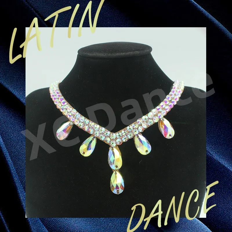 Customized Latin Dance Performance Neck Accessories Competition Diamond Necklace Waltz Belly Dance Costume