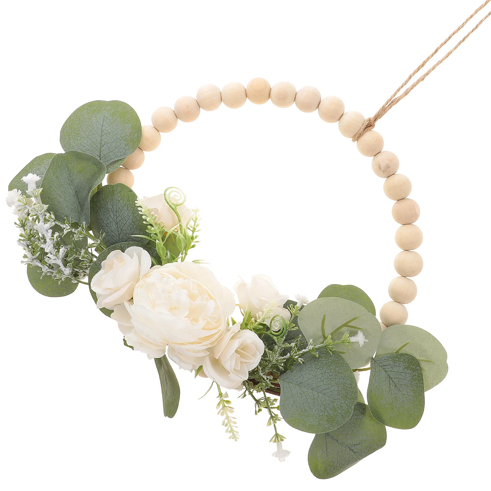 

Wood Bead Garland Fake Flowers Romantic Rustic Wedding Valentine Party Hanging Door Home Decoration Wood Beads Garland