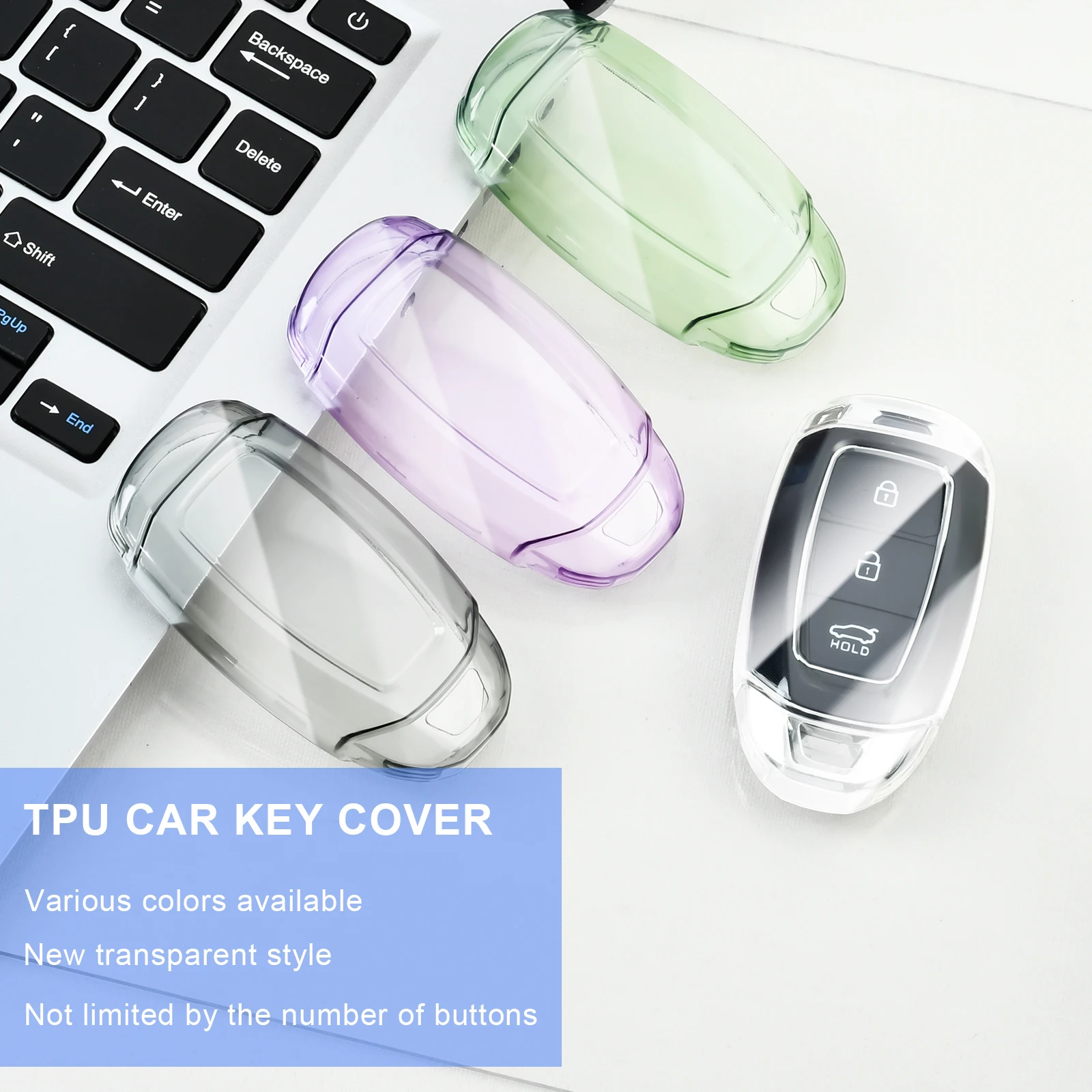 Funda transparente para llave de coche, llavero para Hyundai KONA Encino Solaris Azera Grandeur Ig Accent i30 Ix35 Santa Fe Palisade
