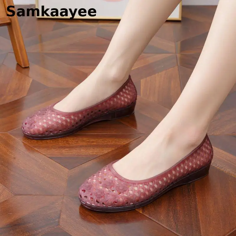 

Женские сандалии 36–40, летние туфли с кристаллами, женская прозрачная пляжная обувь без шнуровки с мягкой подошвой и прозрачным цветком 1