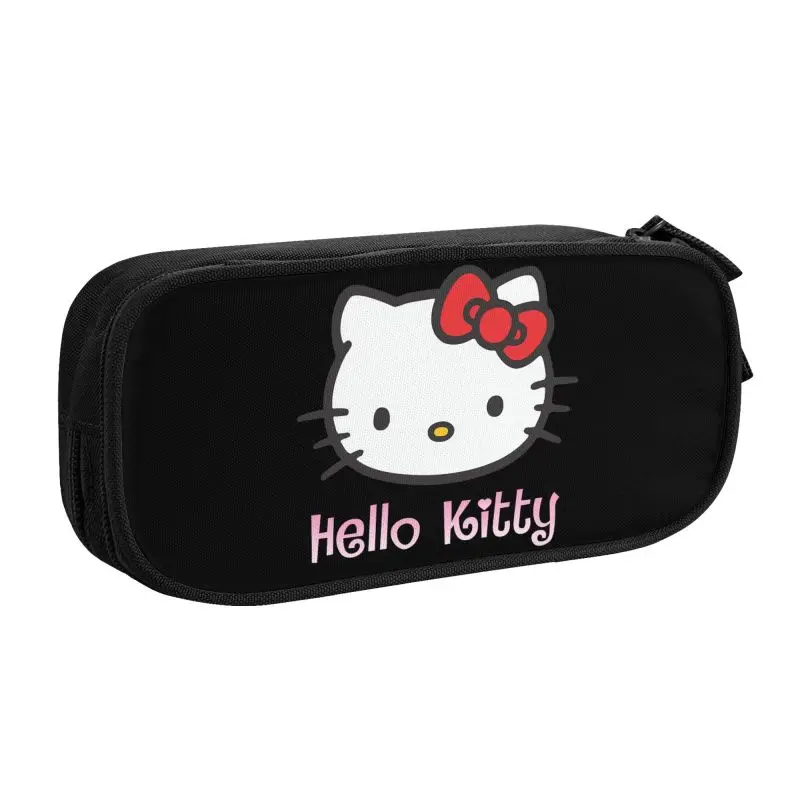 Custom Hello Kitty Korean Pencil Cases Boys Gilrs Big Capacity Cat Cartoon Pencil Box Students Stationery