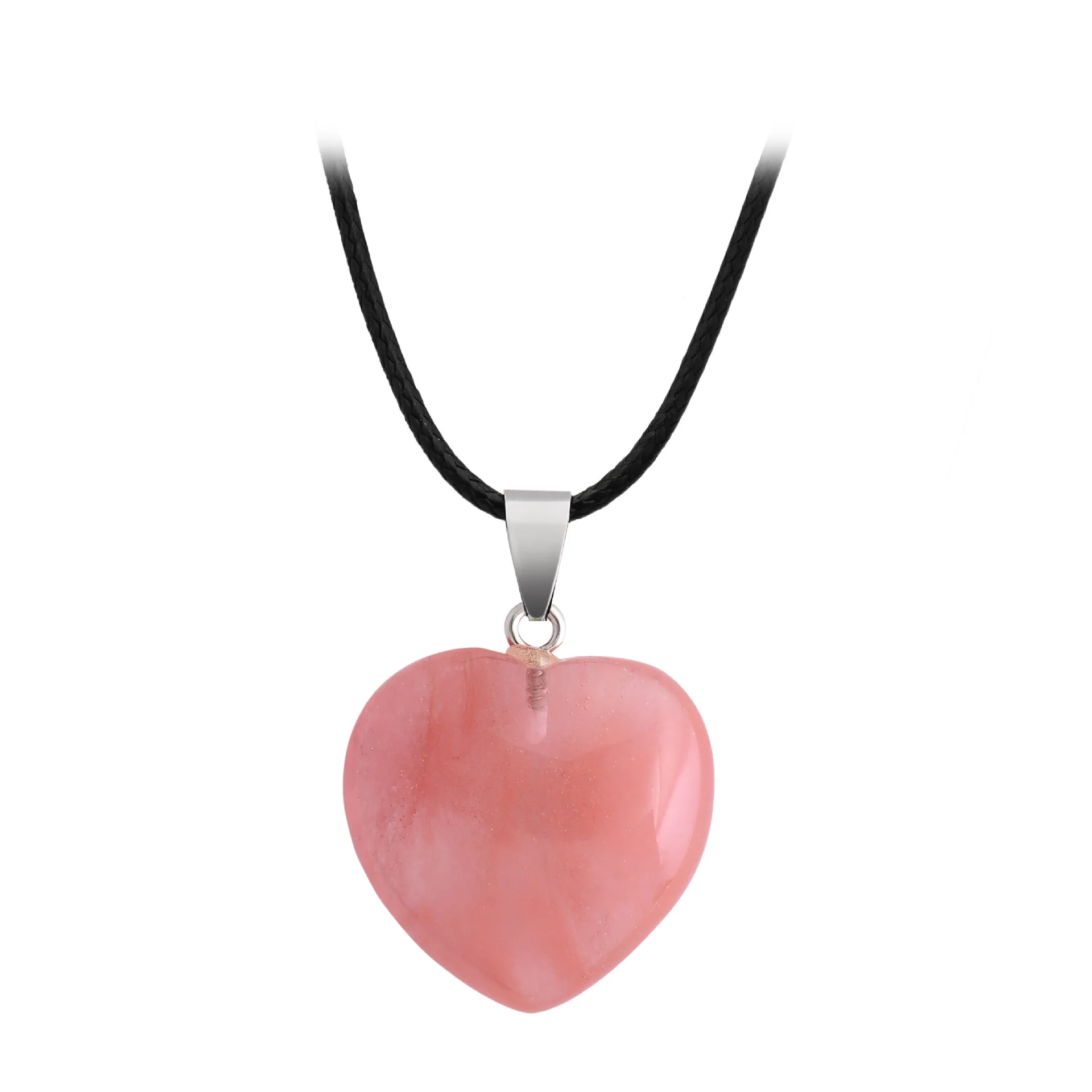 Farsighte Star Europe And The United States Natural Stone Crystal Hand-Carved Love Heart-Shaped Peach Heart Jade Heart Pendant