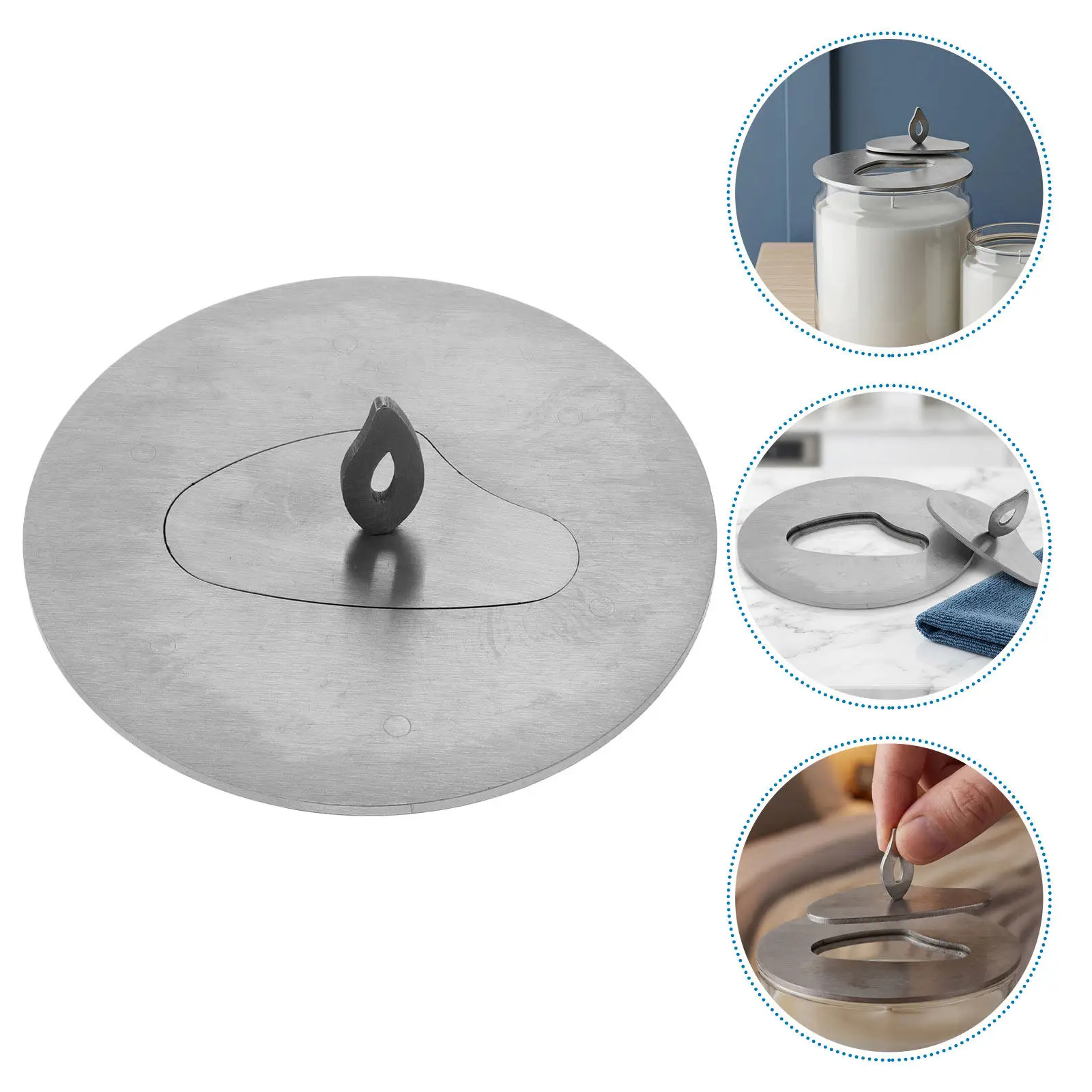 2Pcs Stainless Steel Jar Extinguishing Lids 3.2 Inch Round Metal Topper for Home Decor & Even Candle Burn