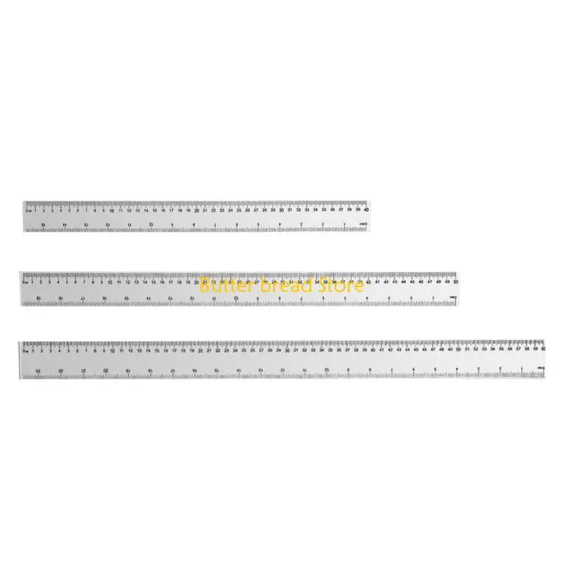 W89C Pack Of 3 Transparent Plastic Rulers With Clear Marking For Precise Measuring In School Office Studio