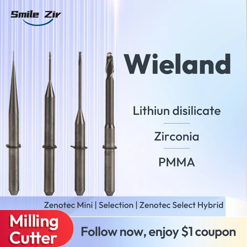 

Dental LabCADCAM Wieland Zenotec Mini Selection&Hybrid Zirconia PMMA Milling Cutter Lithium Disilicate Glass Ceramic Milling Bur