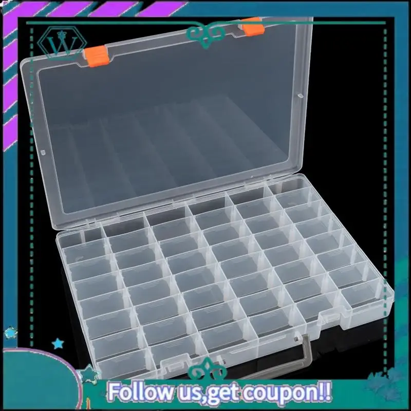 

Upgraded Large 48 Grids Plastic Organizer Box With Adjustable Dividers,Craft Storage Organizer, Tackle Box Organizer