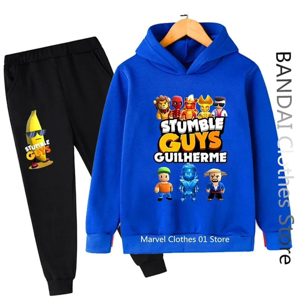 

Stumble Guys Game Robloxing Spring Hooded Kids Boutique Clothes Sweatshirt Pants Pullover Kawaii Anime Hoodie Boys Girls Sets