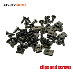 12pcs+12pcs Motorcycle Plastic Cover Metal Retainer Self-tapping Screw And Clips For Car Scooter ATV Moped Ebike M4 M5 4.2/4.8mm