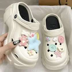 Women's Pentagram Bear Jelly Shoes Summer Outdoor Activities, Cute Thick Sole Non-Slip Increased Toe Cap Sandals