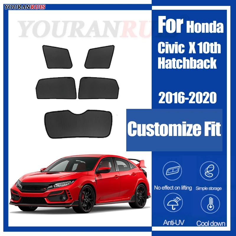

For Honda Civic 10th Hatchback 2016-2020 Car Side Windows Sunshade Curtains Mesh Heat Insulation Protect Privacy Accessories