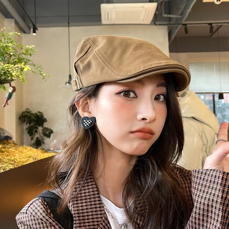 Reverse Beret Ladies Duck Tongue Cap Vintage Forward Cap Men Thin Section Painter Fall Beret