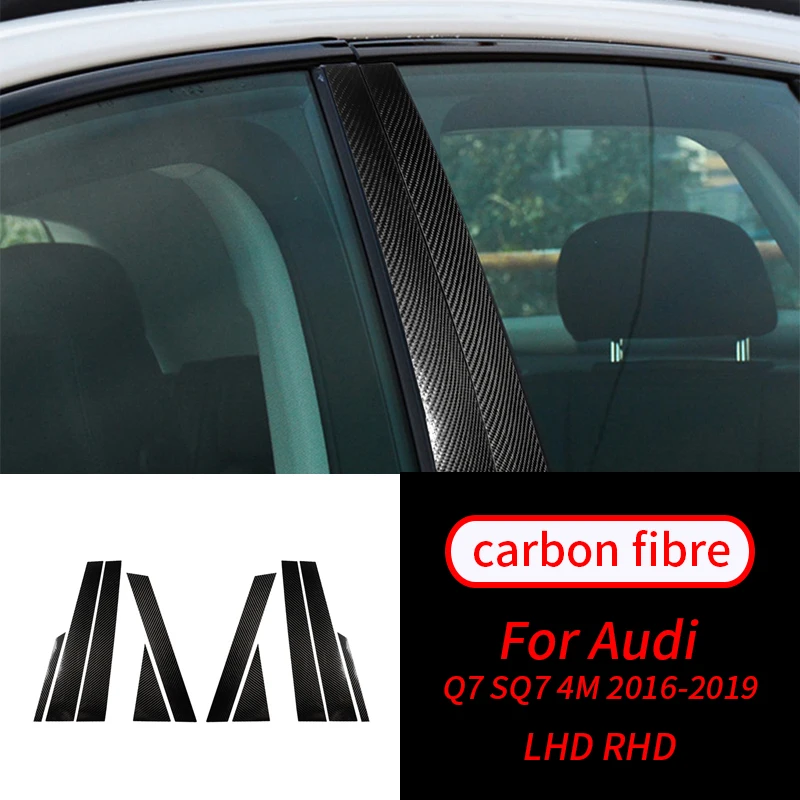 

For Audi Q7 SQ7 4M 2016-2019 Real Carbon Fiber Center Column Decoration Protective Cover Trim Auto Interior Accessories