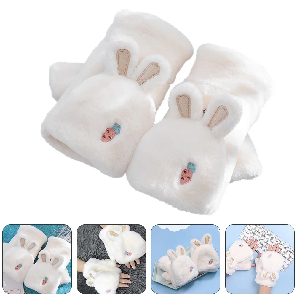 1 زوج قفازات أذن أرنب دافئة الشتاء أقل القفازات للنساء المضادة للتجاعيد البوليستر يندبروف حماة اليد جميل #3