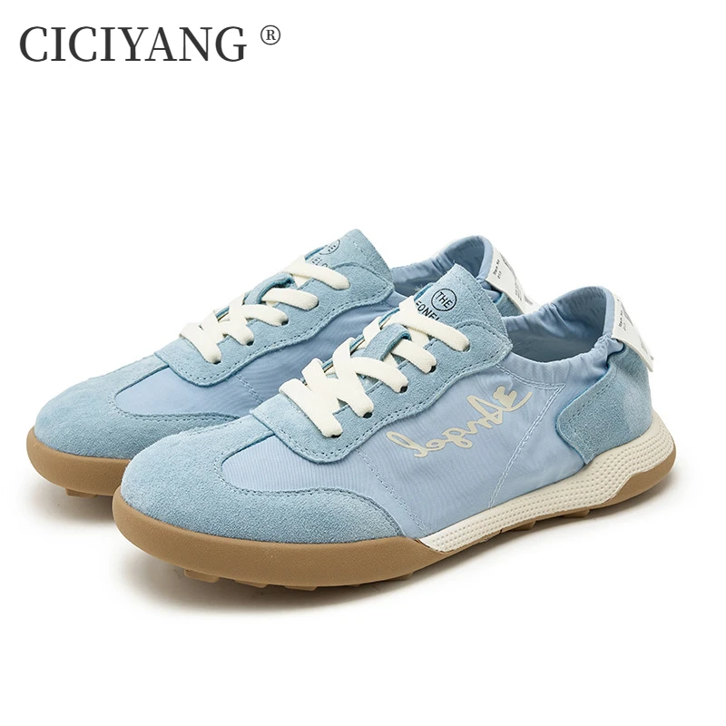 

CICIYANG Women Sneakers 2025 Spring New Genuine Leather Retro German Training Shoes Women Flat Casual Forrest Gump Shoes Women