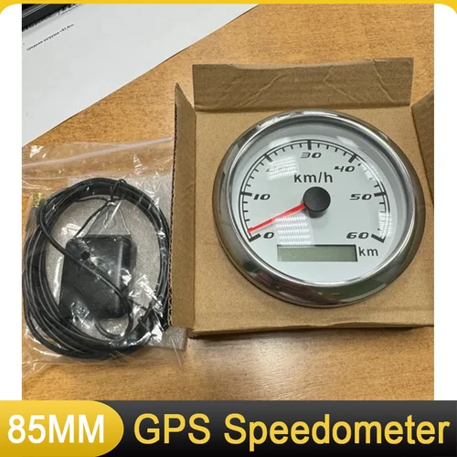 60KMH 85MM GPS 속도계 게이지 오토바이 보트 자동차 트럭 속도 게이지 미터 방수에 대 한 GPS 안테나와 7 색 빛