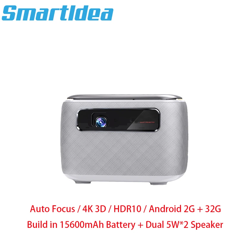 Smartldea V8 HD Android WIFI Smart TV Projector Build in Battery 4K Video Auto Focus 3D Projector For Conference Home Cinema