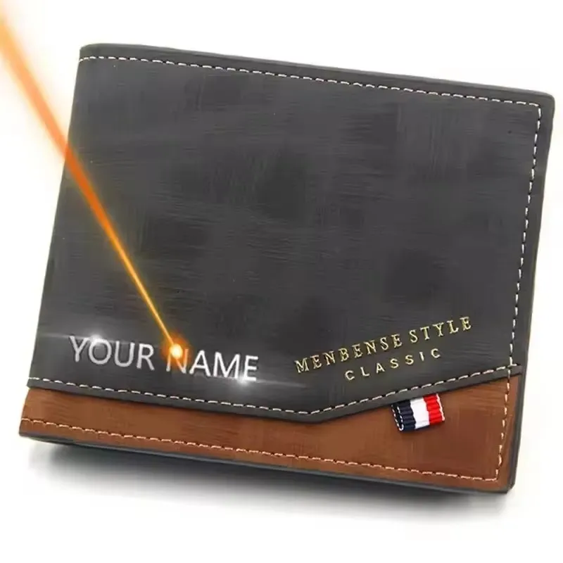 Personalized Custom Name Coin Pocket Small Wallet Free Engrave Men Wallets Card Holder Frosted Men Purses Father's Day Gifts