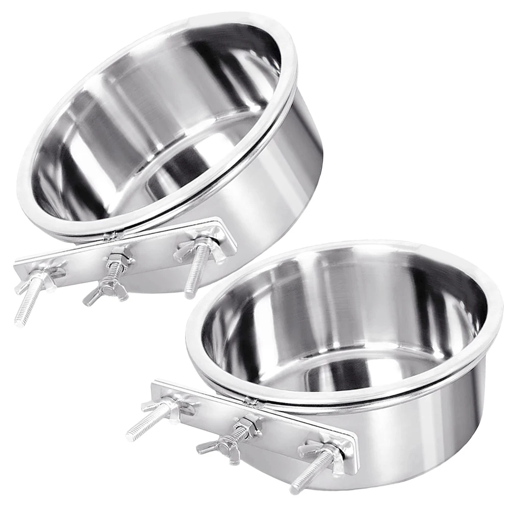 

2pcs Stainless Steel Pet Large Capacity Cat Dog Feeding Water Bowl Household Kitten Puppy Durable Easy Clean No Tools Required
