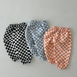 2024 Summer New Baby Versatile Plaid Pants Infant Girl Cotton Breathable Casual Pants Toddler Boy Loose Trousers Baby Clothes