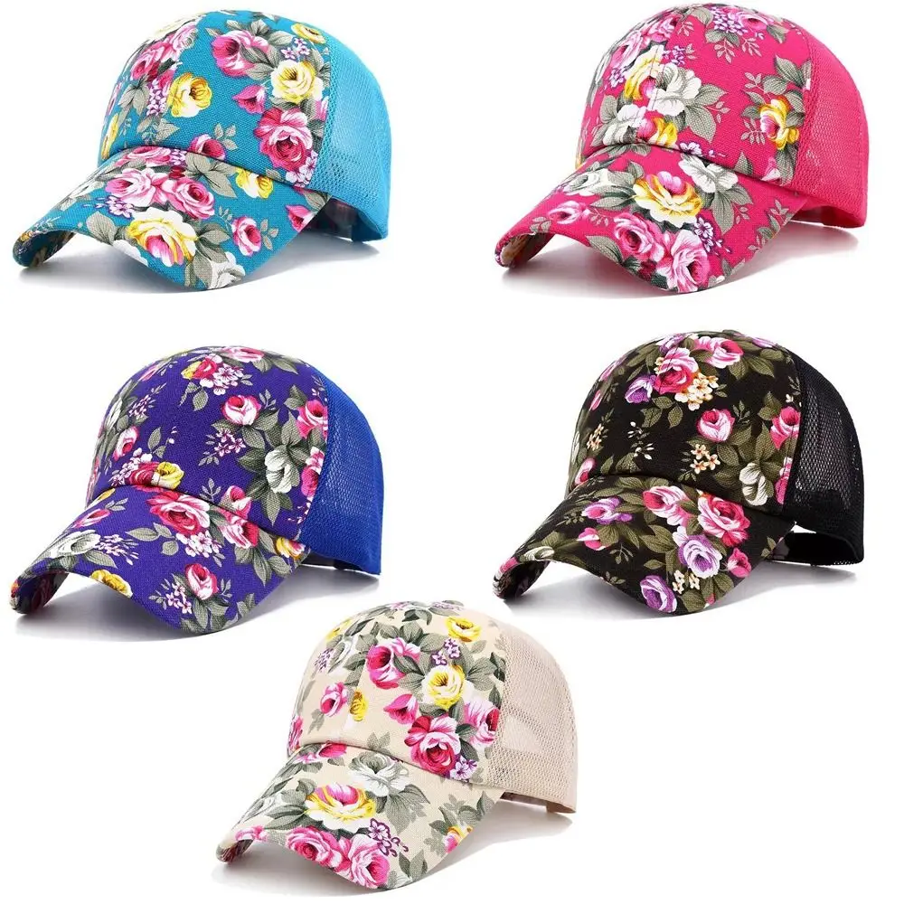 الإبداعية شبكة قبعة بيسبول ملونة الشمس حماية قبعة الصيد زهرة مطبوعة الرياضة واقية من الشمس قبعة الصيف الخريف في الهواء الطلق