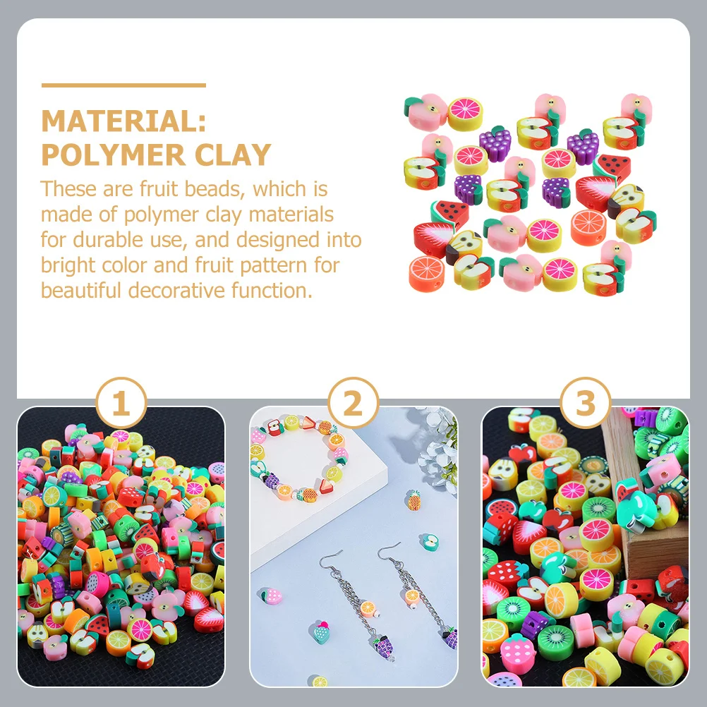 

100pcs Soft Clay Fruit Pattern Charms For Diy Jewelry Making Polymer Clay Loose Beads Accessories Festival Decoration