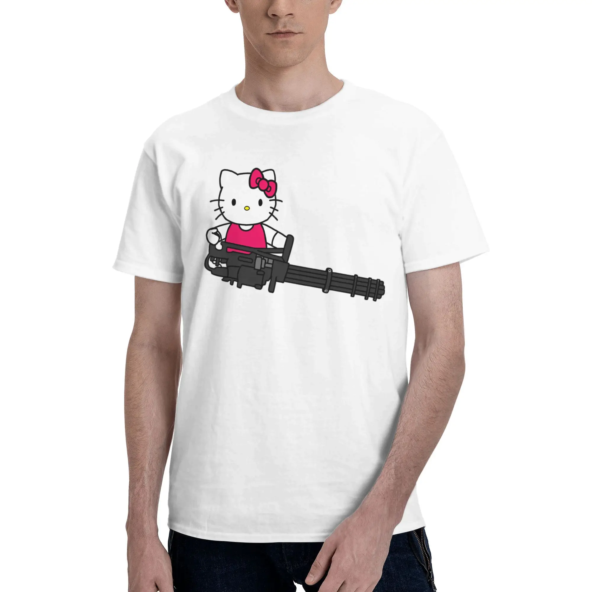 

Streetwear T Shirt Beach Hello Kitty Cool Novelty T Shirts Cotton Tee Shirt for Men Y2K Funny Pattern Short Sleeve Tops