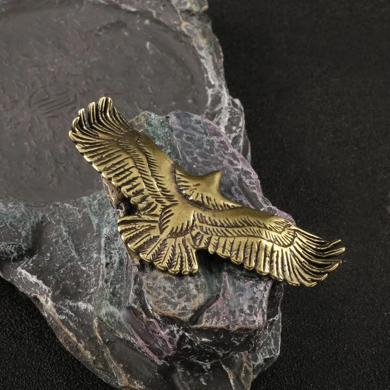 

Vintage Metal Eagle Statue - Handcrafted Wing Spread Keychain Antique Bronze Bird of Prey Decor Unique Gift for Men