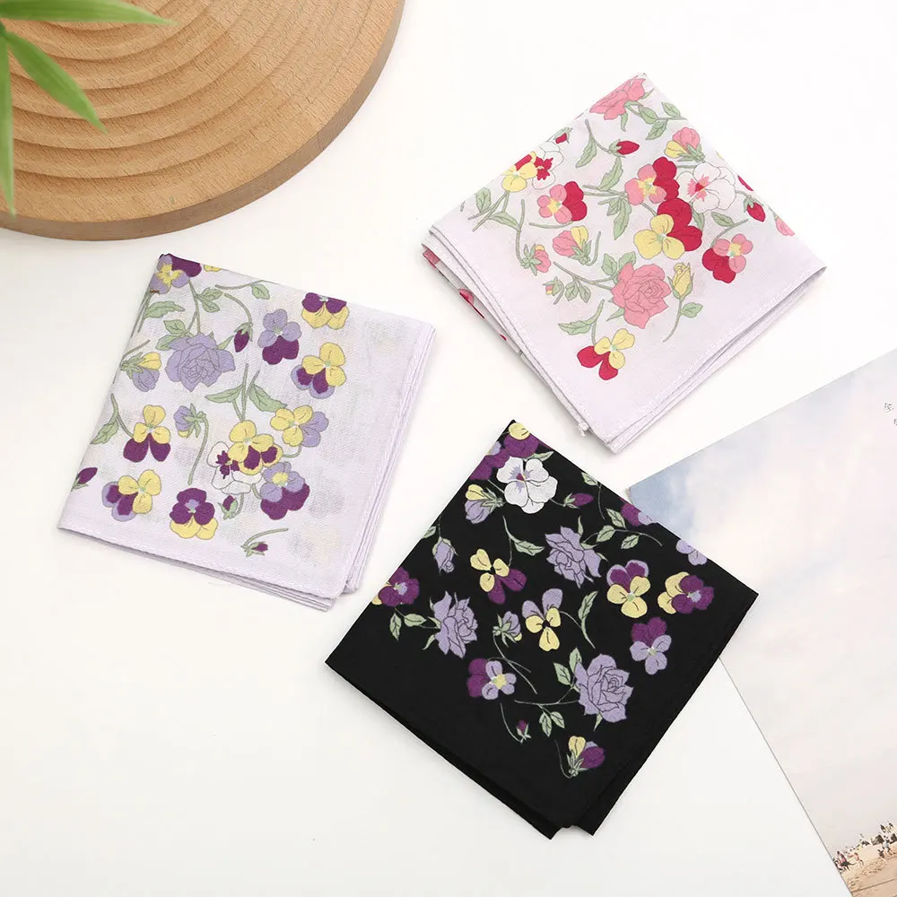Fazzoletto da donna in cotone stampato da 3/6/12 pezzi, fazzoletto vintage con fiori nostalgici, fazzoletto portatile da sposa 43 cm