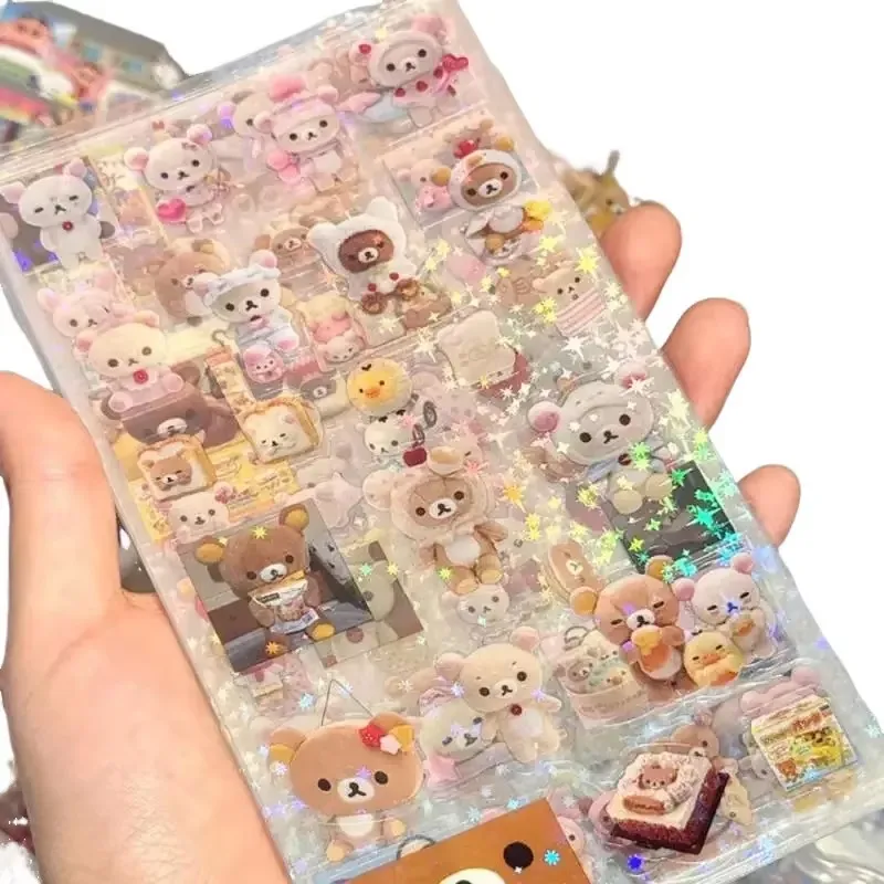 5 قطع الكرتون لطيف مرحبا كيتي Rilakkuma ملصقات يموت قطع ملصق أنيمي كتيبات المواد وامض الليزر ملصق لعبة طفل #6