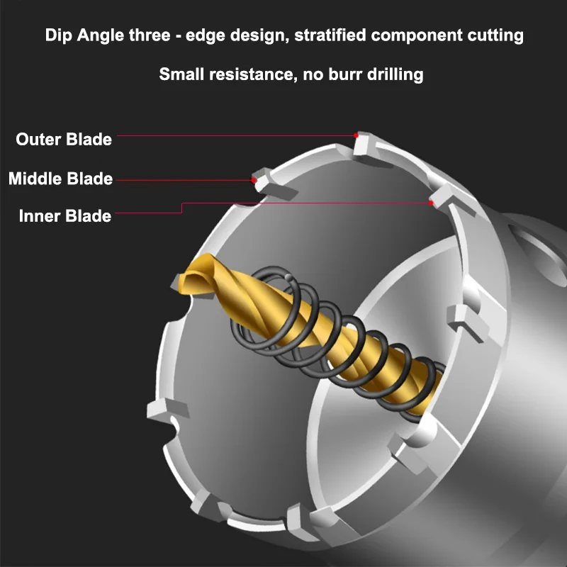 Tungsten Carbide Ponta Buraco Saw, Broca para aço inoxidável Chapa De Ferro, Metalworking Cortador, Ferramentas De Perfuração, TCT, 12-270mm