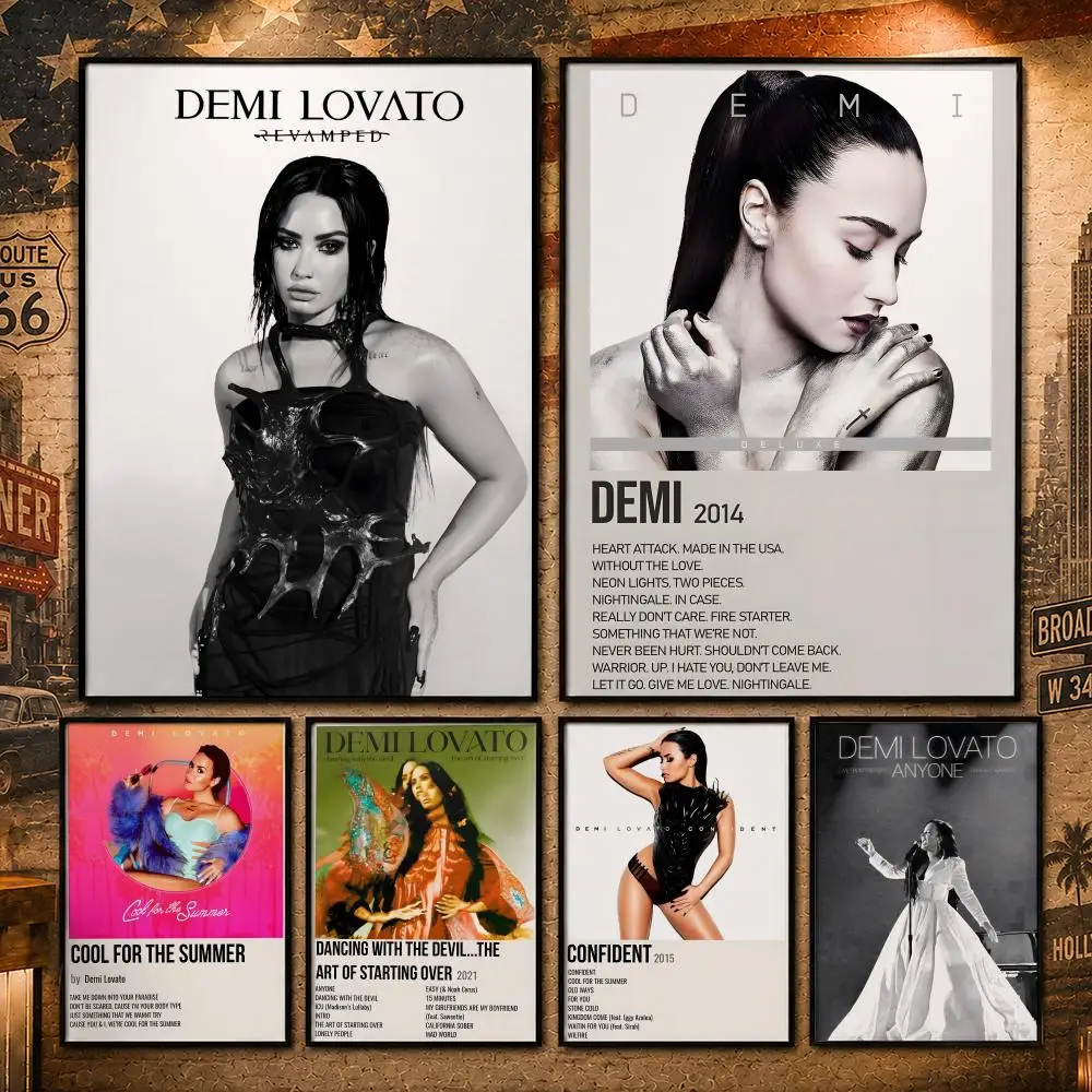 Pop Singer D-Demi LovatoS Poster Vintage Retro Anime Poster Stickers Peel and Stick Wall Art Home Decor