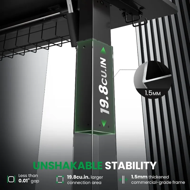 مكتب قائم كهربائي قابل للتعديل - مكتب ستاند مقاس 48 × 24 بوصة مع إدارة الكابلات - 3 ذاكرة قابلة للتعديل مسبقًا