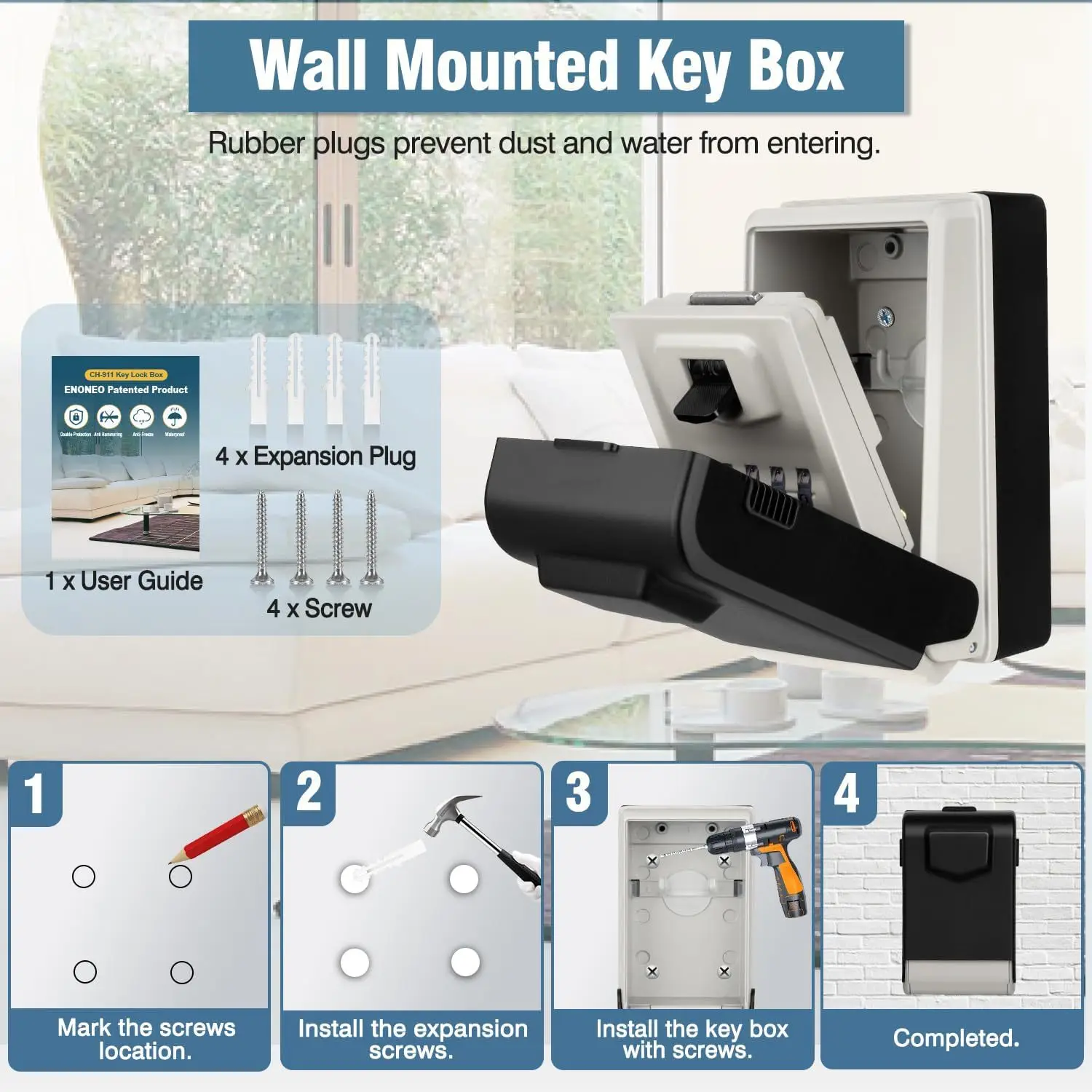 Imagem -05 - Caixa Chave Luminescente com Visão Noturna Gancho Impermeável com Senha Keylock Pendurado ao ar Livre Anti-theft Metal Cofre