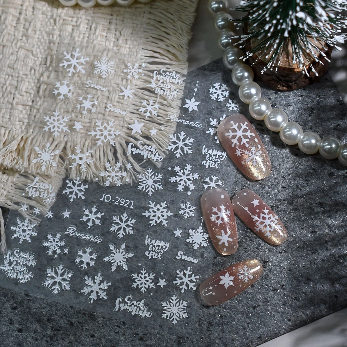 3/6/12 ورقة الأبيض ندفة الثلج مسمار الفن ملصقات مجموعة الشتاء عيد الميلاد الثلوج ذاتية اللصق مسمار الشارات عطلة DIY مسمار الزينة #6