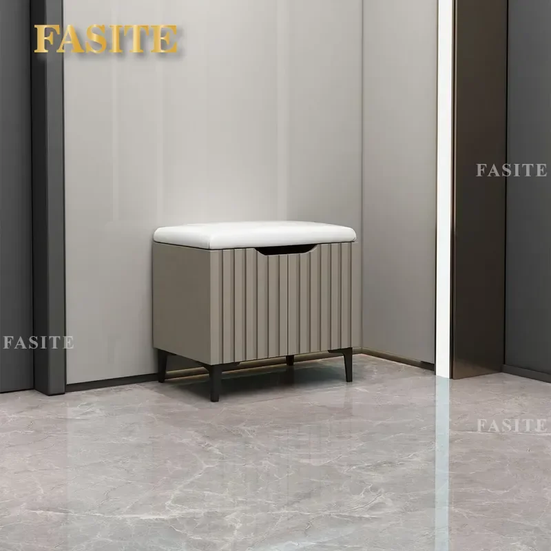 For Entryway Solid Wood Shoe Stool Soft Cushion Multi-functional Shoe Changing Bench High Low Combination Storage Cabinet
