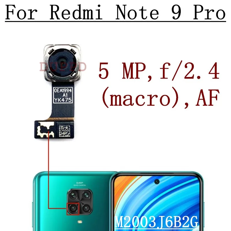 For Xiaomi Redmi Note 9 Pro Note9 9Pro Front Rear Back Camera Main Facing Frontal Selfie Camera Module M2003J6B2G