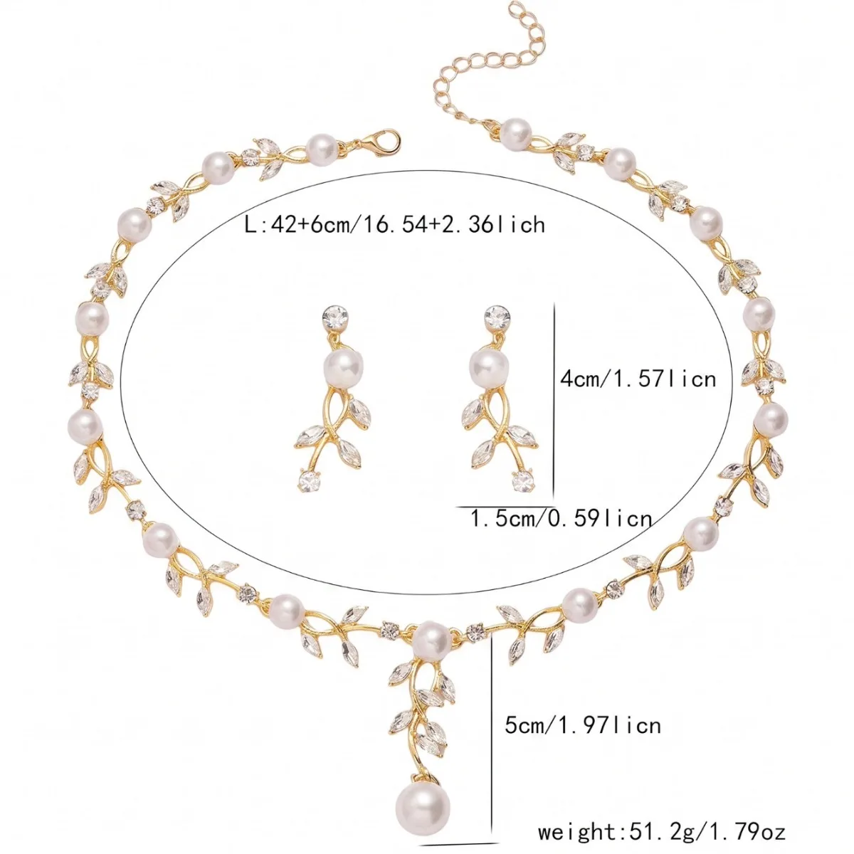 Vine Branches, Leaves, Necklace, Earrings, 2-Piece Set, Chinese Style Toast, Bride's Banquet, Red Carpet, Valentine's Day Banque