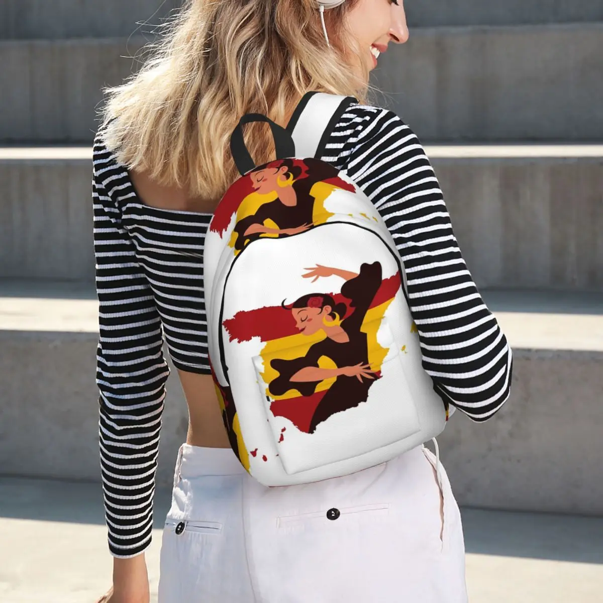 

Cultural Grace Of Spain Backpack Hot Sale Daypack Large Capacity Kids BookBag School Bag Shoulder Bags for Men Women