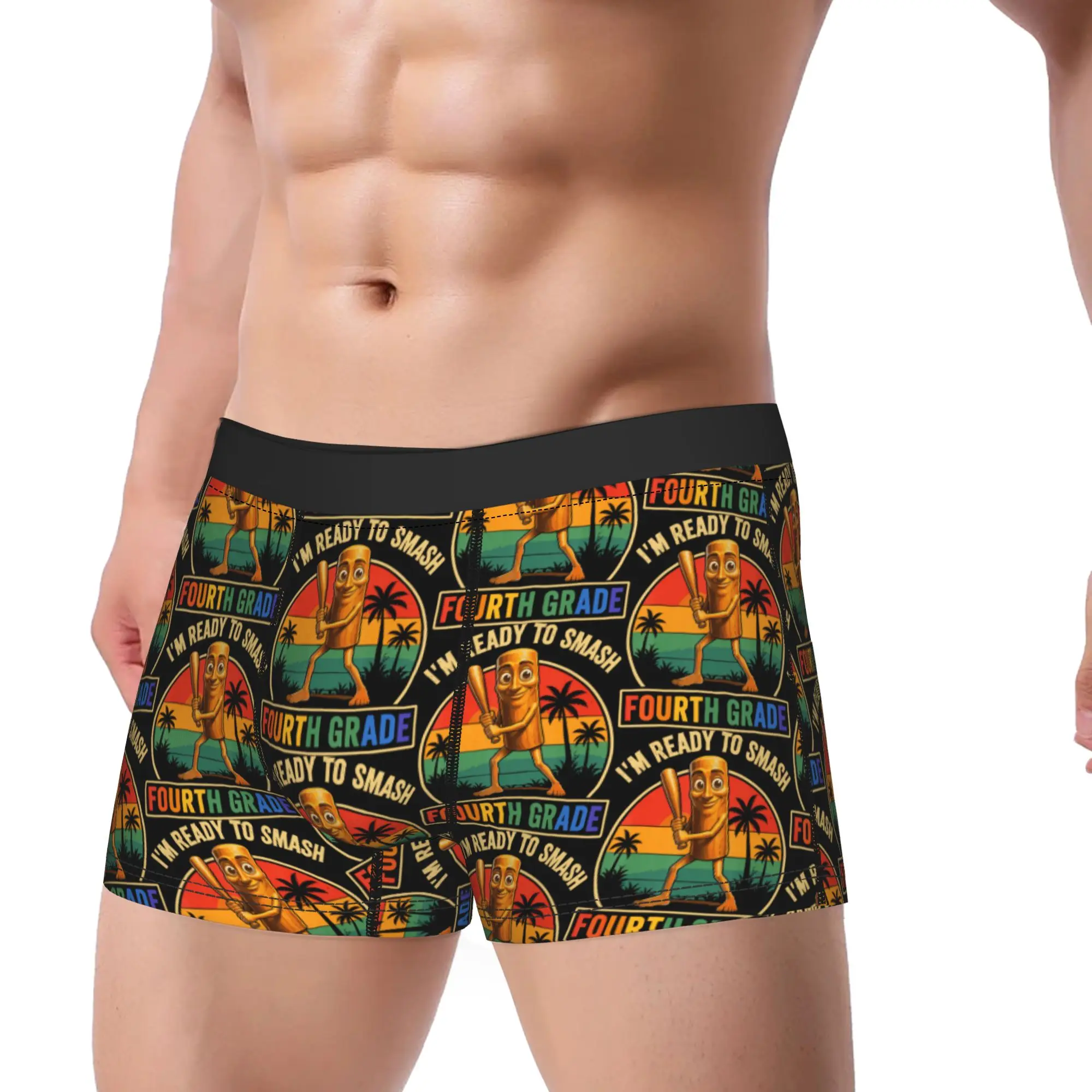 Back to School 4th Grade Tung Tung Sahur Meme Underwear  Print Boxershorts High Quality Man Panties Comfortable Shorts Briefs