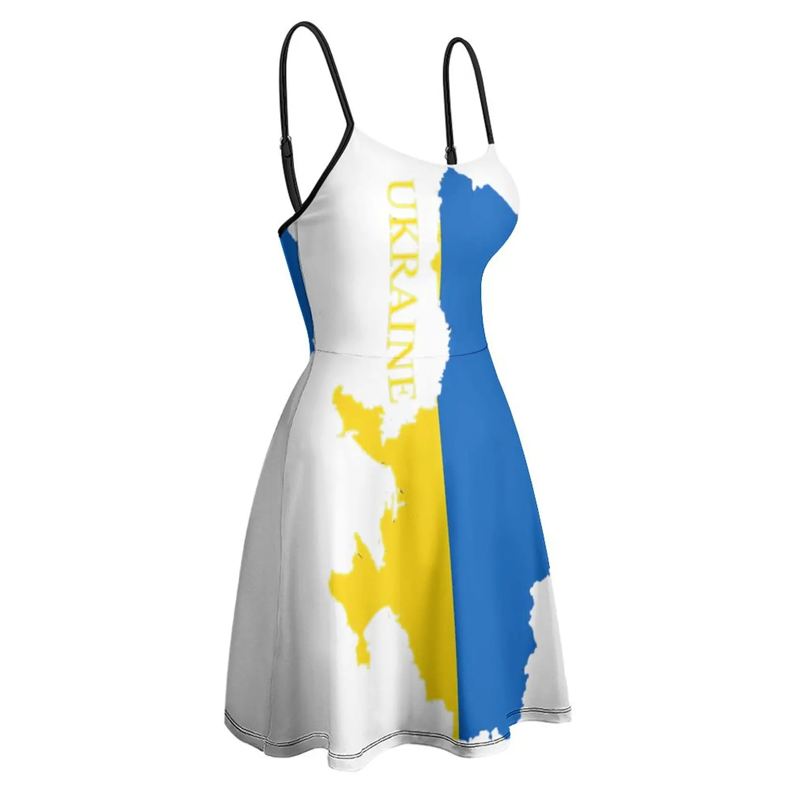 Ucraina bandiera mappa vestito fionda da donna umorismo grafico vestito con spalline novità abbigliamento donna Sexy cocktail