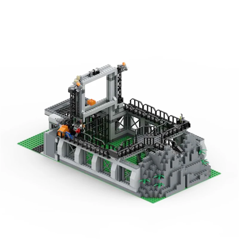 MOC-33893 Famous Celebrity Movies Scene Raptors cage_PF Building Modularization Building Block Assembly Model Brick Toy Gifts