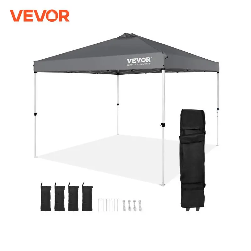 VEVOR Pop Up Canopy Tent 250D PU Silver Coated Tarp z przenośną torbą na kółkach i 4 workami na piasek Wodoodporna i chroniąca przed słońcem Gazebo