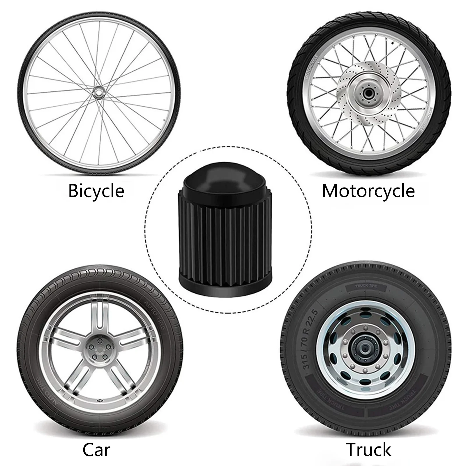 12pcs Tire Valve Stem Caps Leakproof Sealing Bike Tires Air Mouth Caps for Driving Car Accessories