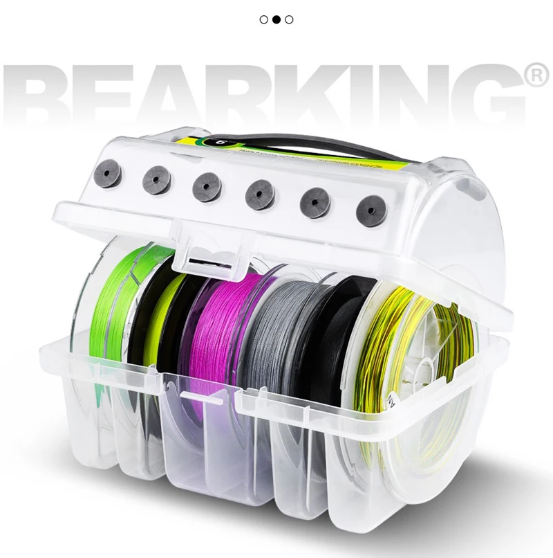 Goture Fishing Line Storage Box Slots Fishing Line Case Clear Visibility Fishing Line Organizer 6 Compartments Tackle Box 1pcs